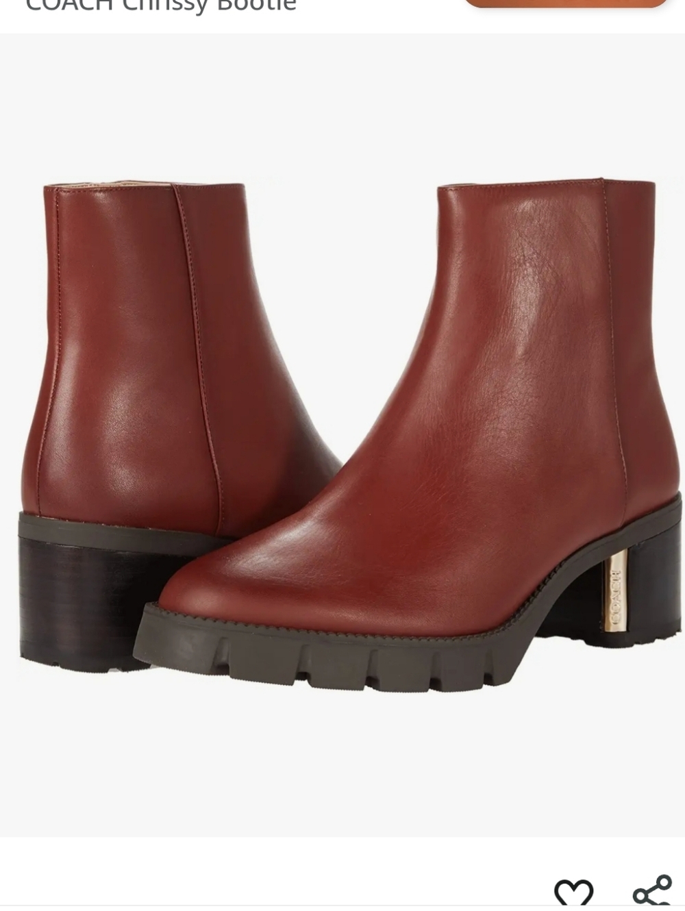 Coach Chrissy Leather Bootie Res Mocha Size 8.5 - Picture 9 of 9